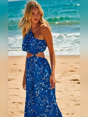 Sugarlips Caspian Floral Cutout One Shoulder Maxi Dress